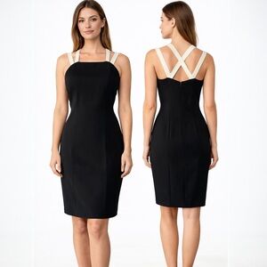 NWT Lauren by Ralph Lauren black & pearl two-tone sleeveless cocktail dress- 10